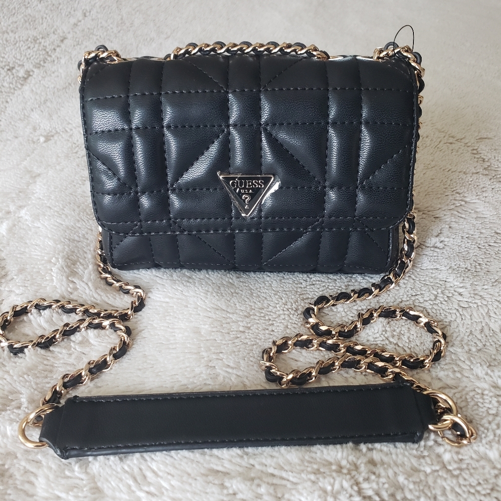 GUESS Black Quilted Crossbody Bag